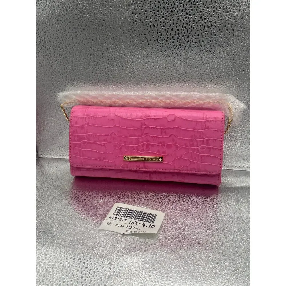 Samantha Thavasa Pink Croc-Embossed Chain Clutch | Sony PSP Official SCEI Collab
